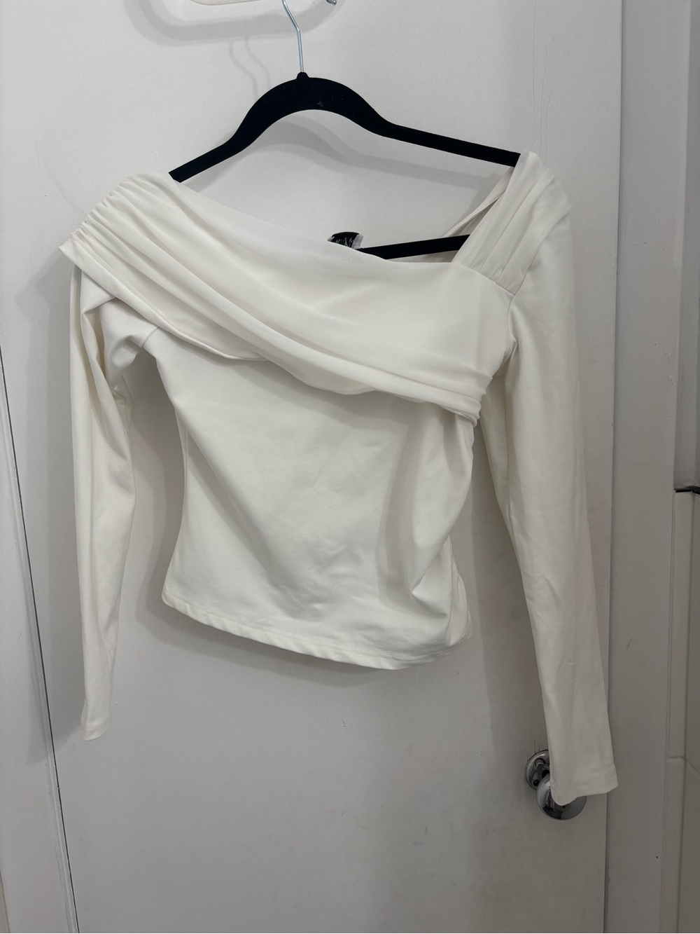 Princess Polly Ivory Off-Shoulder Long Sleeve Top